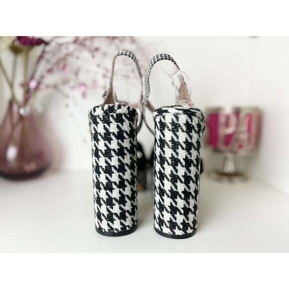 Betsey Johnson Melanni Houndstooth Block Heel Platform Sandal Black White 11 NIB - Picture 7 of 13